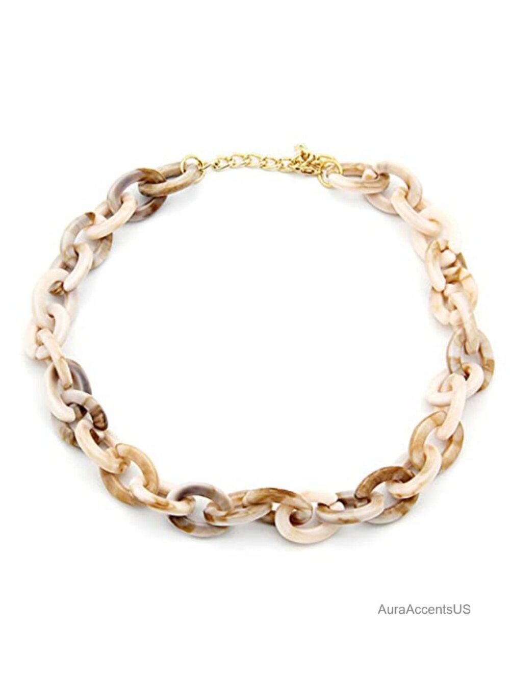 Vintage Acrylic Resin Chunky Link Chain Necklace Leopard Print Pendant